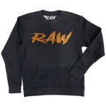 Cursive RAW Gold Bling Long Sleeves - Black - Rawyalty Clothing