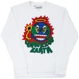 Men Save The Earth Chenille Long Sleeves - White - Rawyalty Clothing