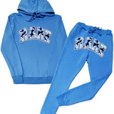 Men RARE Camo Blue Chenille Hoodie and Joggers Set - Rawyalty Clothing
