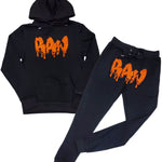 Men RAW Drip Orange Bling Hoodie and Joggers Set - Rawyalty Clothing
