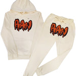 Men RAW Drip Orange Bling Hoodie and Joggers Set - Rawyalty Clothing