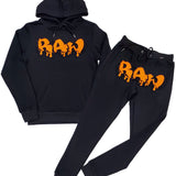 Men RAW Drip Orange Chenille Hoodie and Joggers Set - Rawyalty Clothing