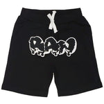 Kids RAW Drip Black Chenille Cotton Shorts - Rawyalty Clothing