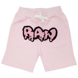 Kids RAW Drip Pink Chenille Cotton Shorts - Pink - Rawyalty Clothing