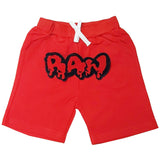 Kids RAW Drip Red Chenille Cotton Shorts - Rawyalty Clothing