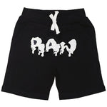 Kids RAW Drip White Chenille Cotton Shorts - Black - Rawyalty Clothing