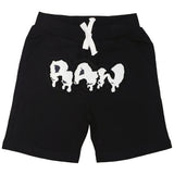 Kids RAW Drip White Chenille Cotton Shorts - Black - Rawyalty Clothing