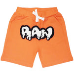 Kids RAW Drip White Chenille Cotton Shorts - Orange - Rawyalty Clothing