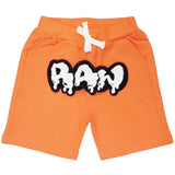 Kids RAW Drip White Chenille Cotton Shorts - Orange - Rawyalty Clothing