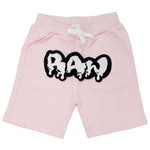 Kids RAW Drip White Chenille Cotton Shorts - Pink - Rawyalty Clothing