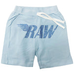 Kids RAW Wing Light Blue Bling Cotton Shorts - Light Blue - Rawyalty Clothing