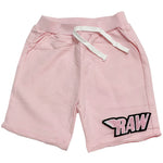 Kids RAW Wing Pink Chenille Cotton Shorts - Pink - Rawyalty Clothing