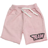 Kids RAW Wing Pink Chenille Cotton Shorts - Pink - Rawyalty Clothing