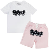 Kids RAW Drip Black Chenille Crew Neck T-Shirt and Cotton Shorts Set - Rawyalty Clothing