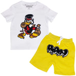 Kids Secure The Bag Chenille Crew Neck and RAW Drip Black Chenille Cotton Shorts Set - Rawyalty Clothing