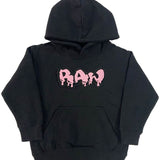 Kids RAW Drip Pink Chenille Hoodie - Black - Rawyalty Clothing