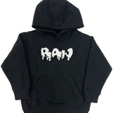 Kids RAW Drip White Chenille Hoodie - Black - Rawyalty Clothing