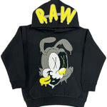 Kids RAW Nights Yellow Chenille Hoodie - Black - Rawyalty Clothing