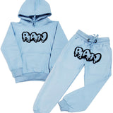 Kids RAW Drip Baby Blue Chenille Hoodie and Jogger Set - Rawyalty Clothing