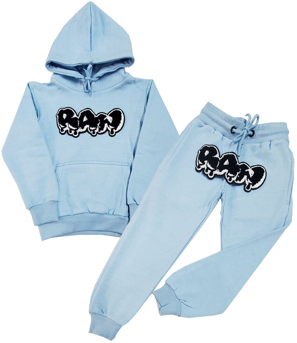 Kids RAW Drip Black Chenille Hoodie and Jogger Set - Rawyalty Clothing