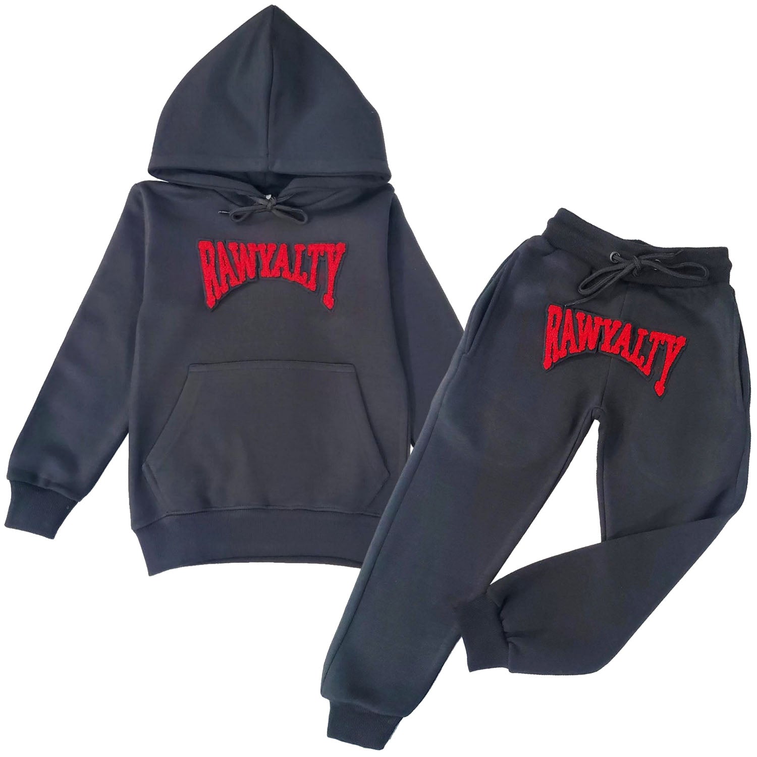Kids Rawyalty Red Chenille Hoodie and Jogger Set - Rawyalty Clothing