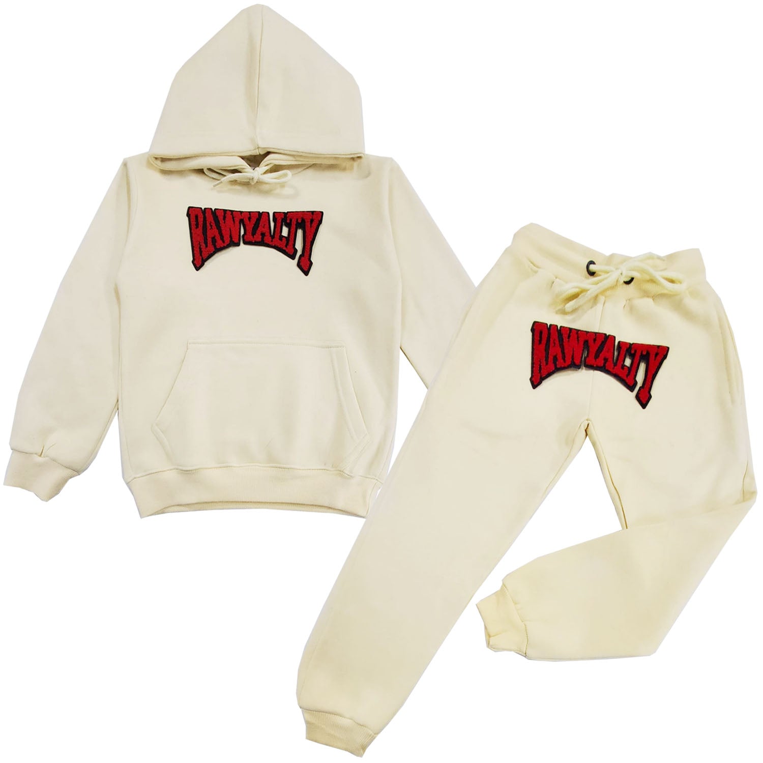 Kids Rawyalty Red Chenille Hoodie and Jogger Set - Rawyalty Clothing