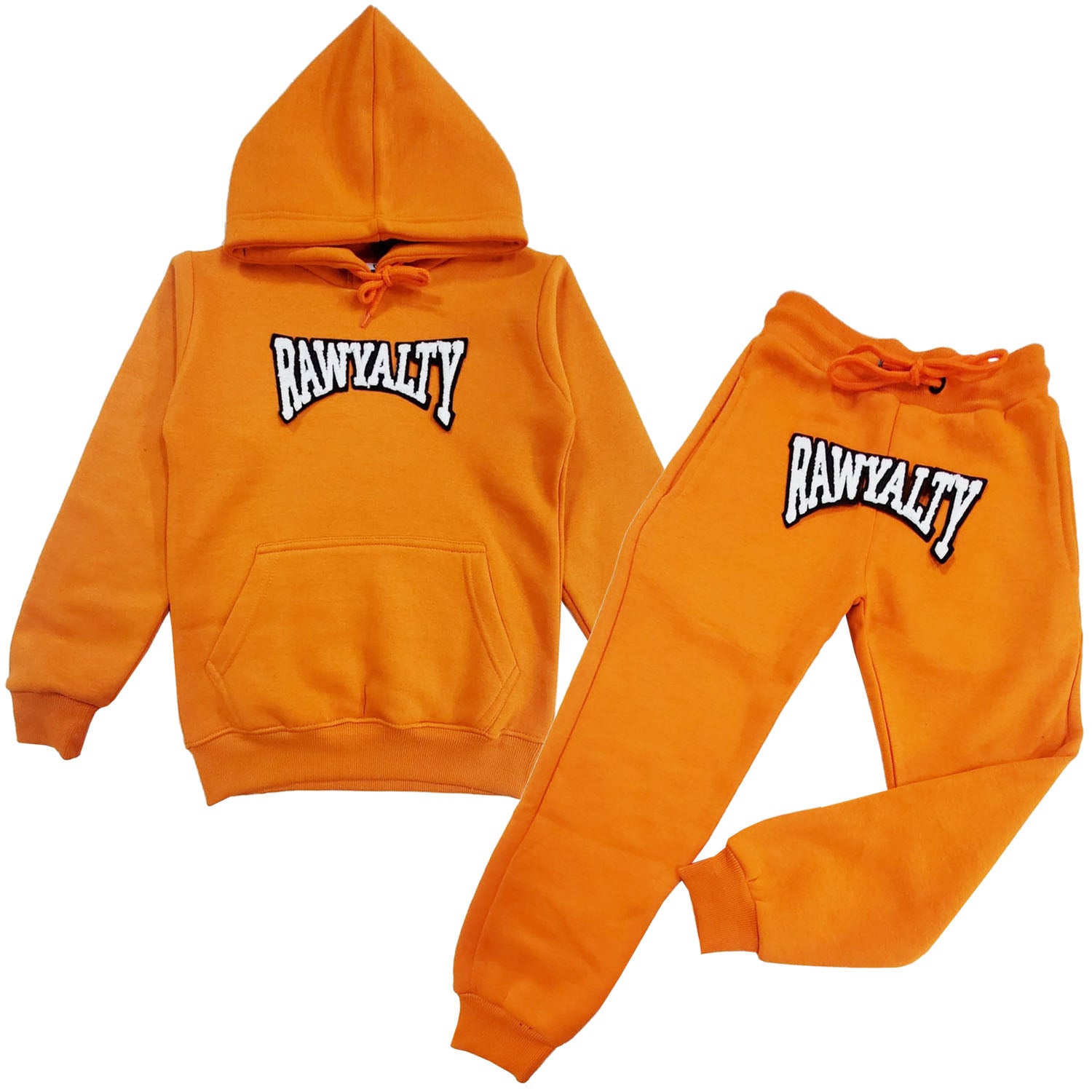Kids Rawyalty White Chenille Hoodie and Jogger Set - Rawyalty Clothing