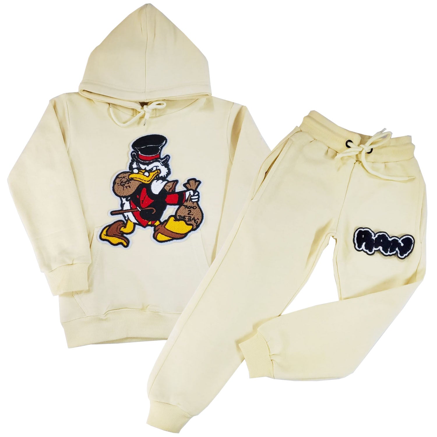 Kids Secure The Bag Chenille Hoodie and RAW Drip Black Chenille Jogger Set - Rawyalty Clothing