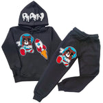 Kids Space Teddy RAW Drip White Chenille Hoodie and Jogger Set - Rawyalty Clothing