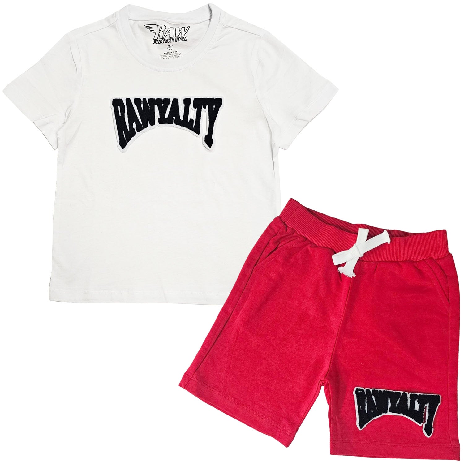 Kids Rawyalty Black Chenille T-Shirts and Cotton Shorts Set - Rawyalty Clothing