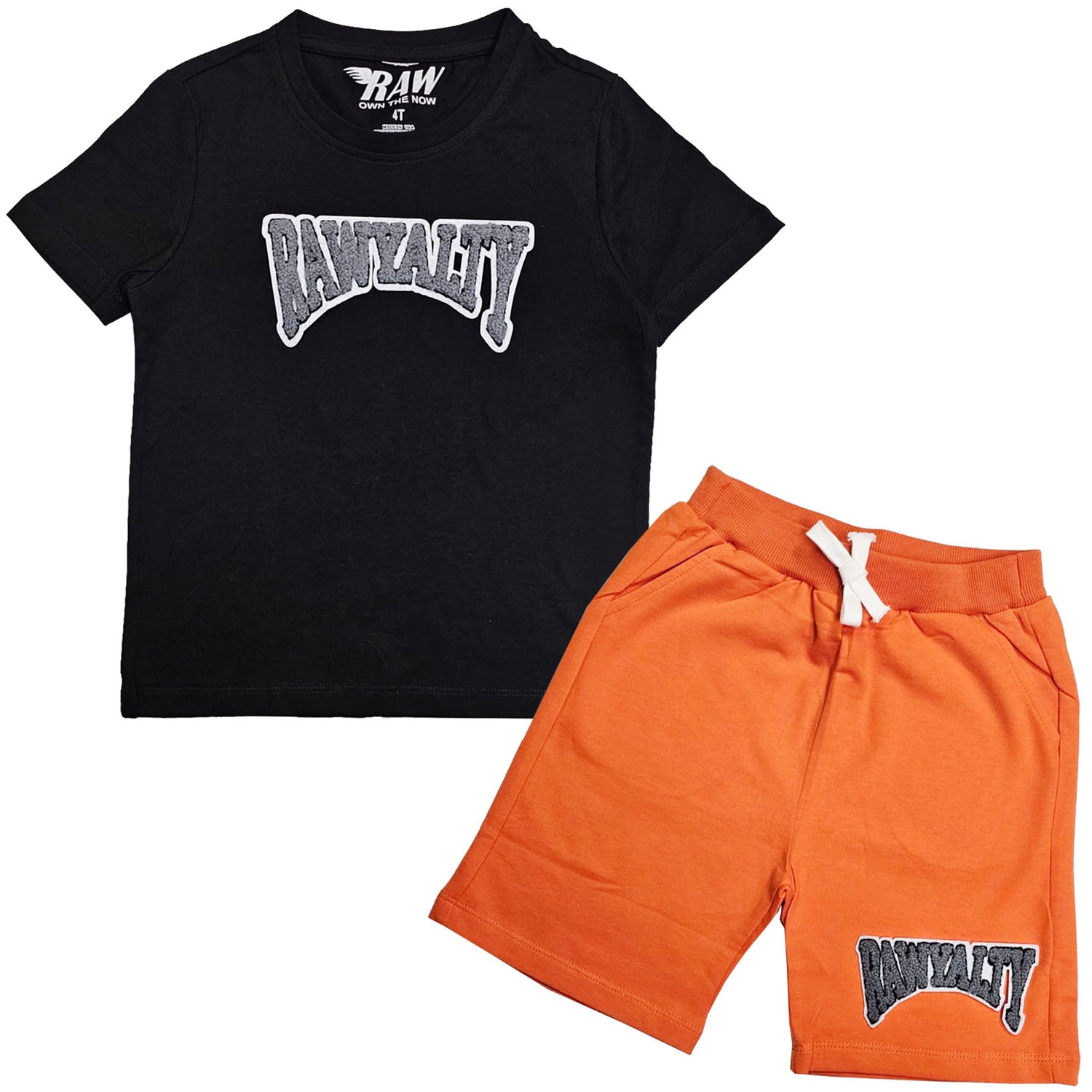 Kids Rawyalty Grey Chenille T-Shirts and Cotton Shorts Set - Rawyalty Clothing