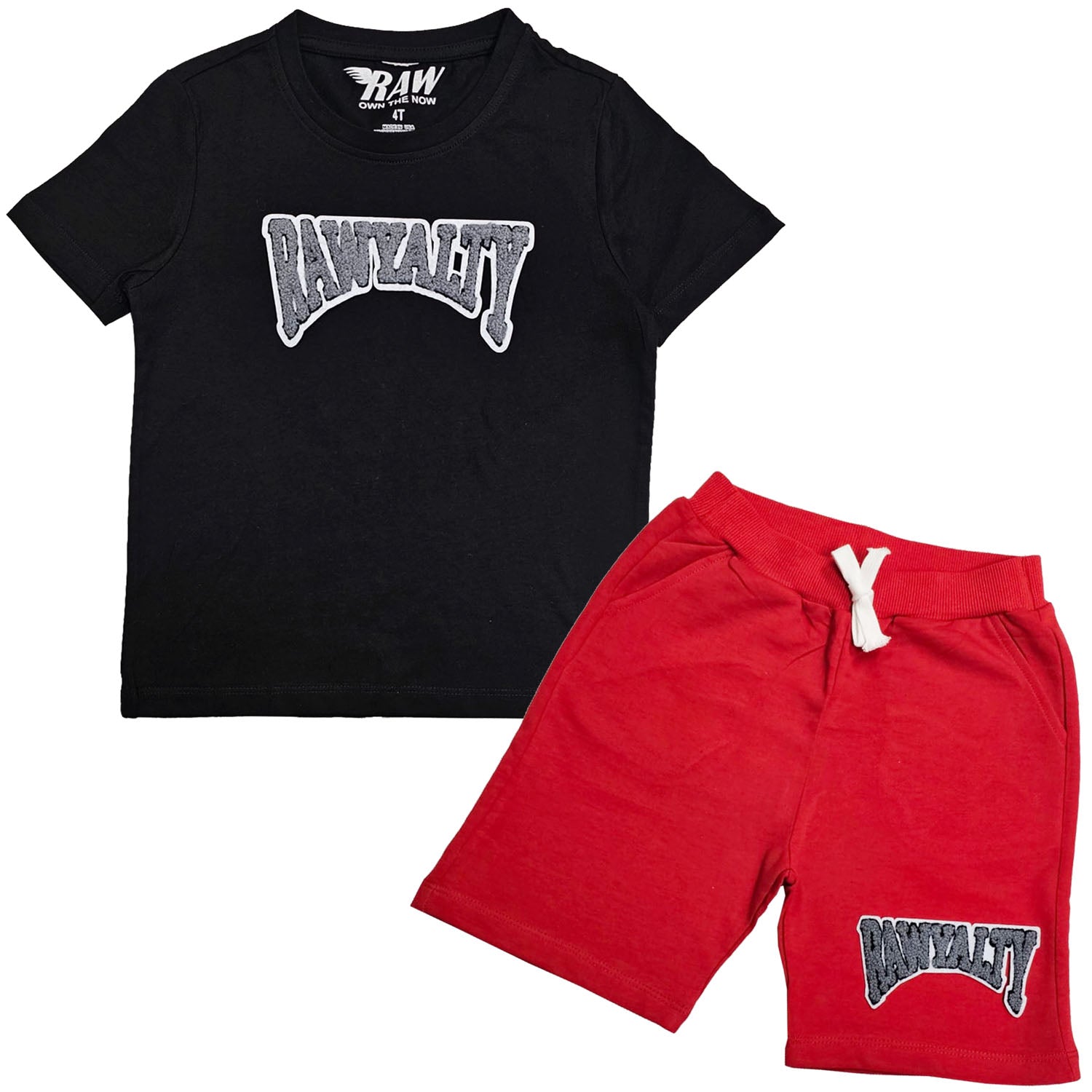 Kids Rawyalty Grey Chenille T-Shirts and Cotton Shorts Set - Rawyalty Clothing