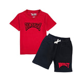 Kids Rawyalty Red Chenille T-Shirts and Cotton Shorts Set - Rawyalty Clothing