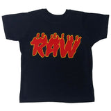 Kids RAW Flame Red Chenille Crew Neck - Black - Rawyalty Clothing