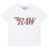 Kids RAW Wing Red Bling Crew Neck - White - Rawyalty Clothing