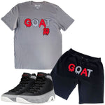Men GOAT Red/Grey Chenille Crew Neck T-Shirts and Cotton Shorts Set - Rawyalty Clothing