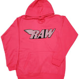 Men RAW Pink Chenille Hoodie - Neon Pink - Rawyalty Clothing