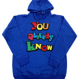 Men You already know Chenille Hoodie - Royal - Rawyalty Clothing