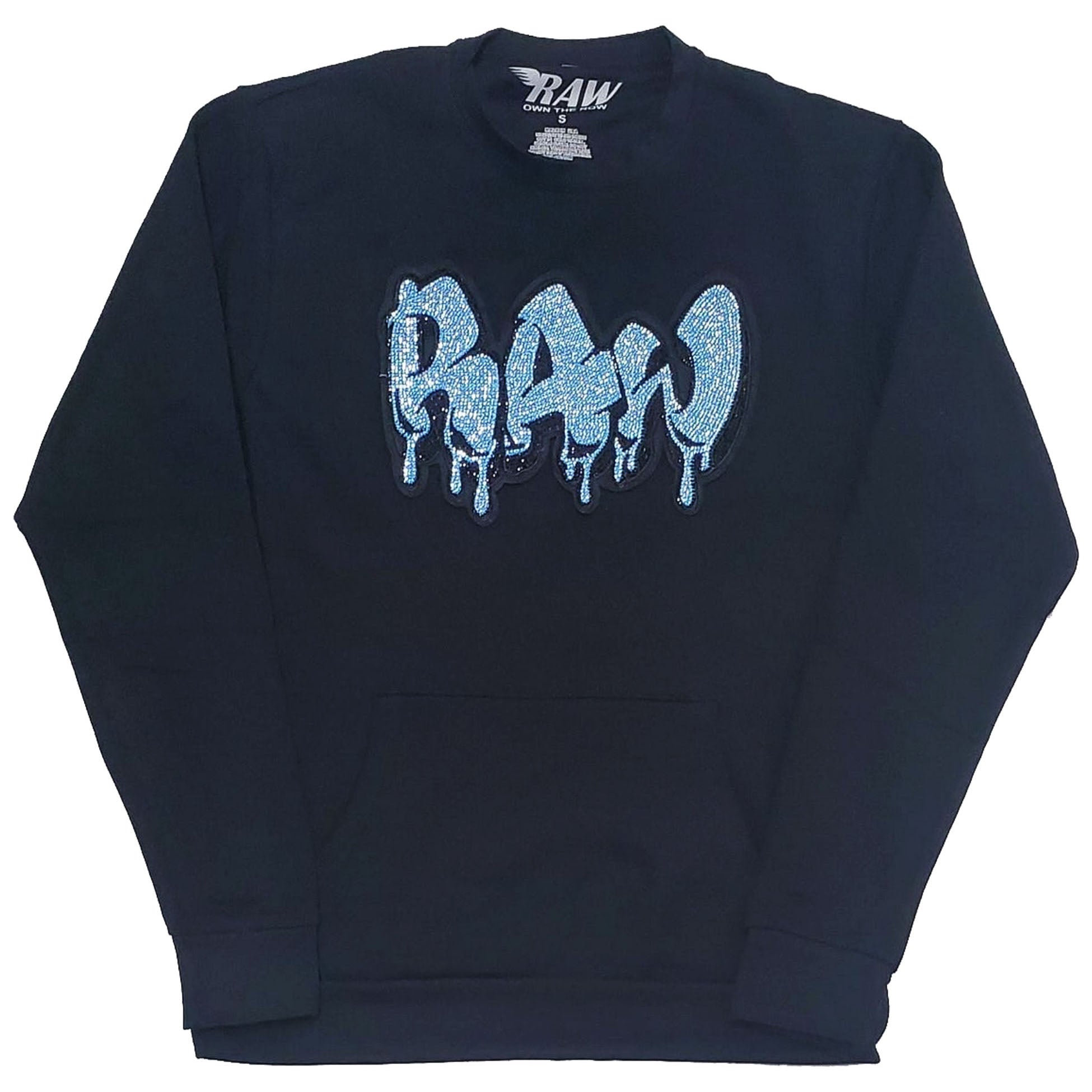 Men RAW Drip Aqua Bling Long Sleeve Shirts - Rawyalty Clothing