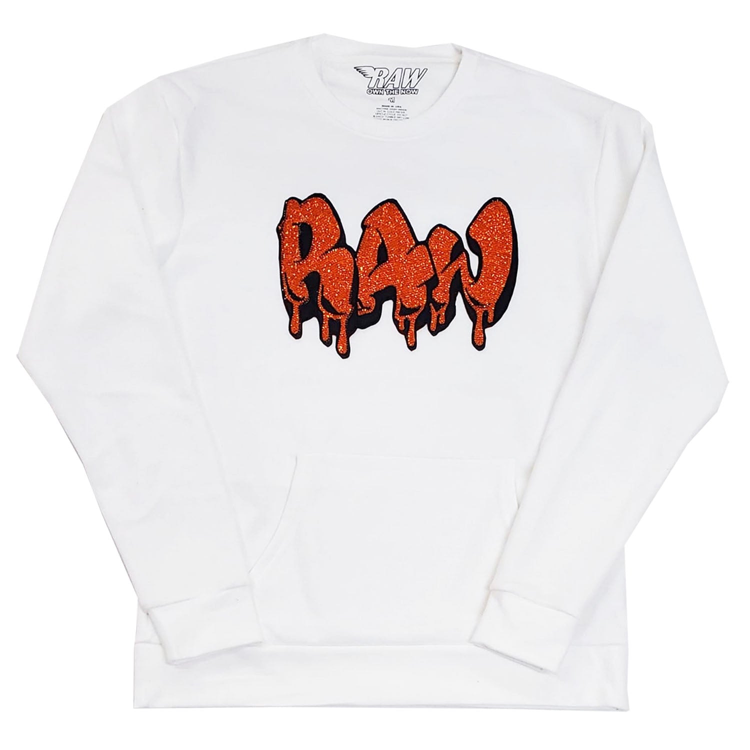 Men RAW Drip Orange Bling Long Sleeve Shirts - Rawyalty Clothing