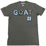 Men GOAT Baby Blue/Grey Chenille Crew Neck T-Shirts - Rawyalty Clothing