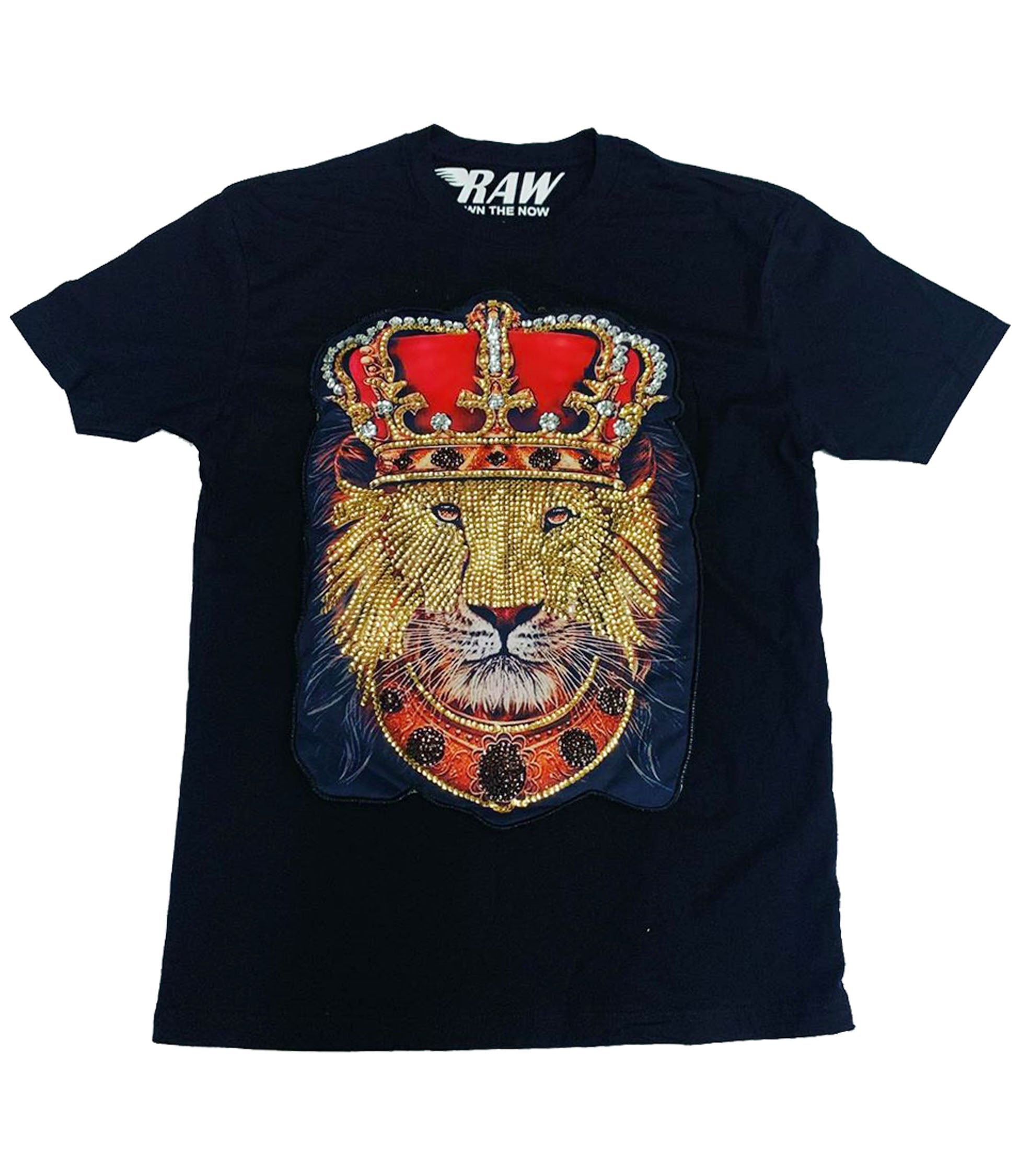 Men Lion Crown Hand Made Sequin Crew Neck - Rawyalty Clothing