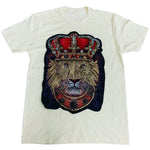 Men Lion Crown Hand Made Sequin Crew Neck - Cream - Rawyalty Clothing