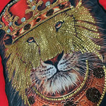 Men Lion Crown Hand Made Sequin Crew Neck - Rawyalty Clothing