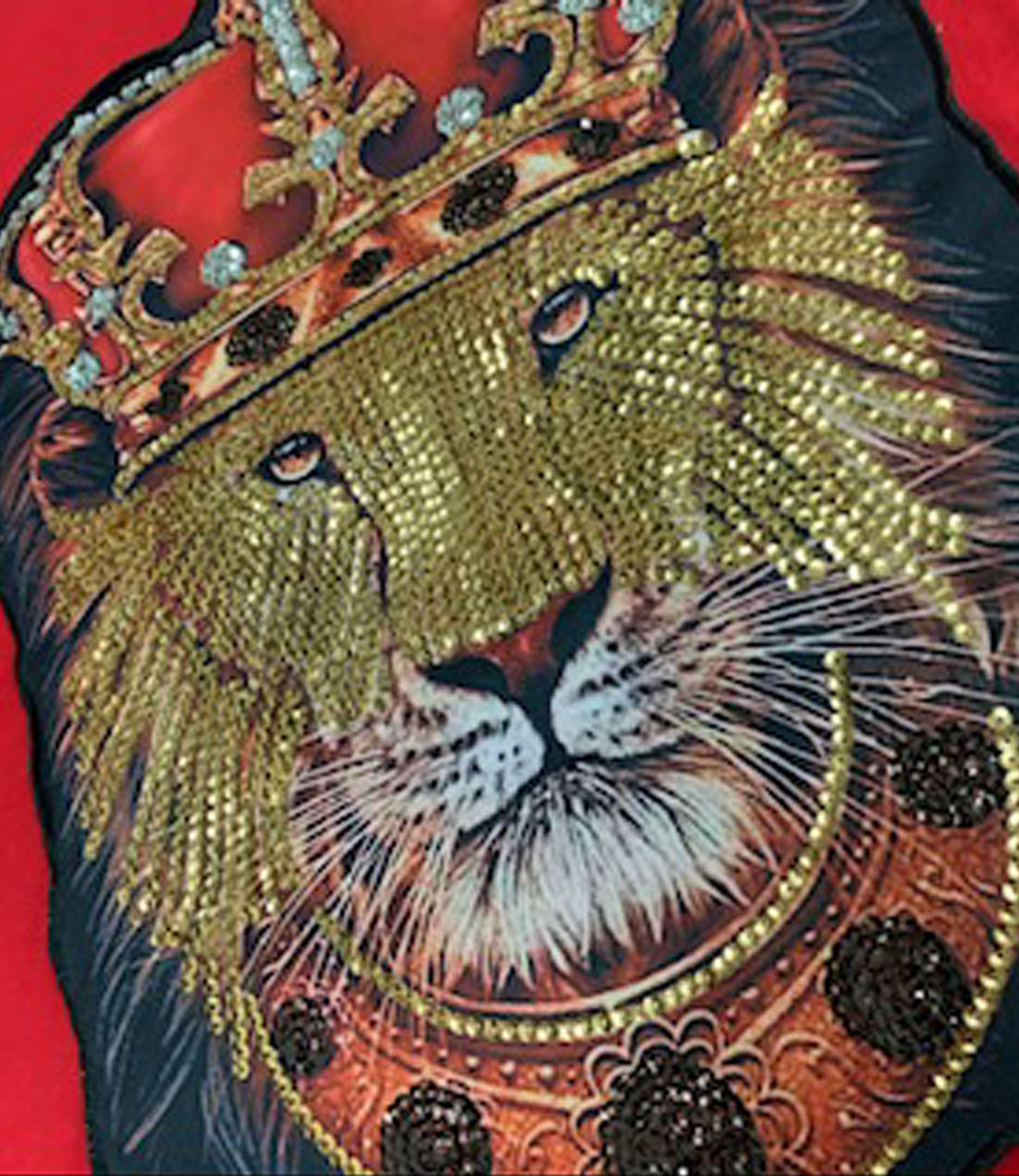 Men Lion Crown Hand Made Sequin Crew Neck - Rawyalty Clothing
