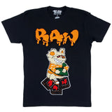 Men Money Teddy RAW Drip Orange Chenille Crew Neck - Black - Rawyalty Clothing