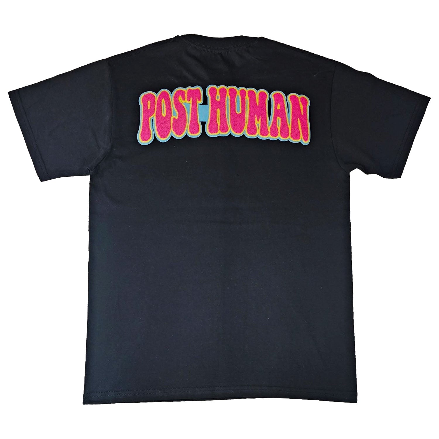 Men Post Human Vs The World Chenille Crew Neck T-Shirts - Rawyalty Clothing