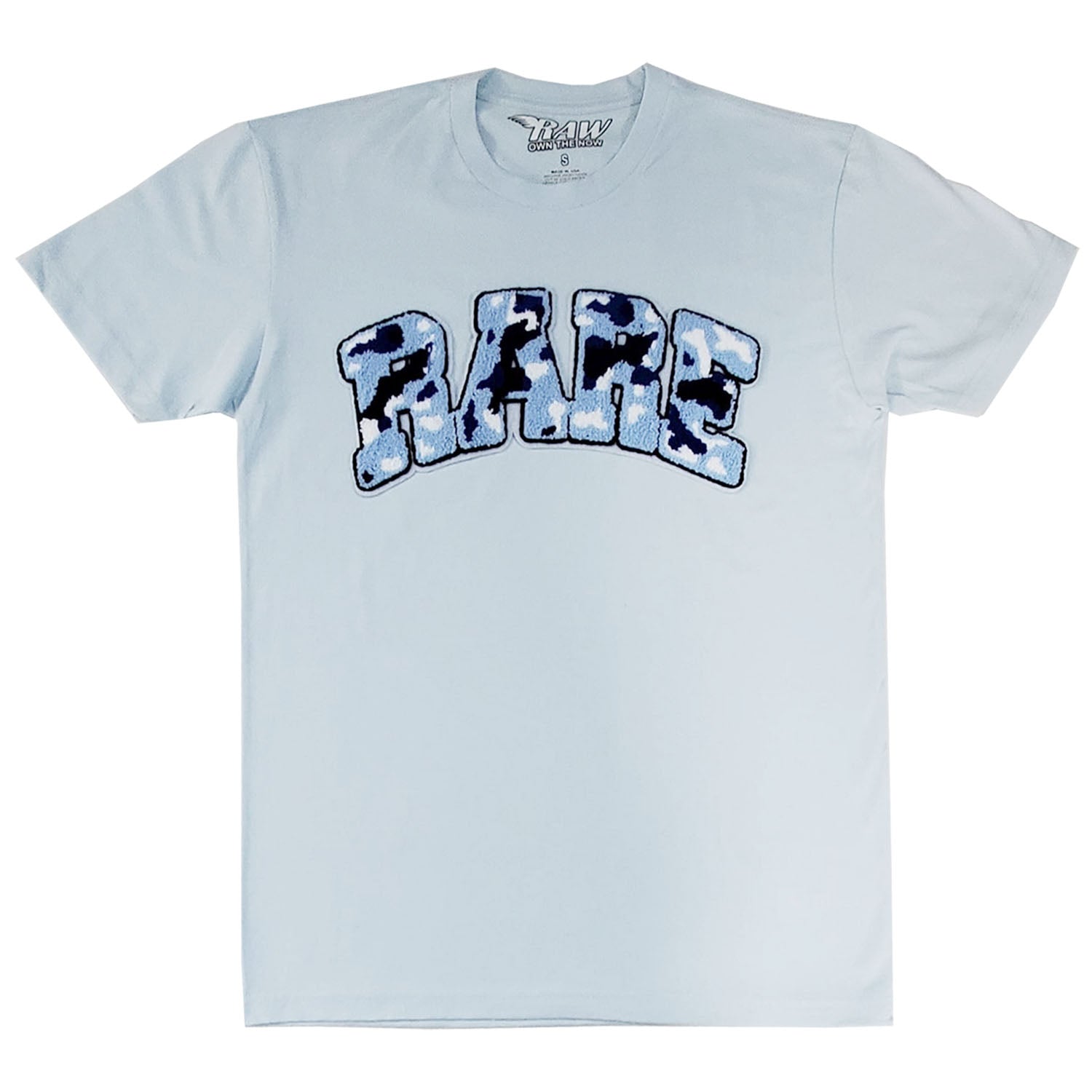 Men RARE Camo Blue Chenille Crew Neck T-Shirt - Rawyalty Clothing