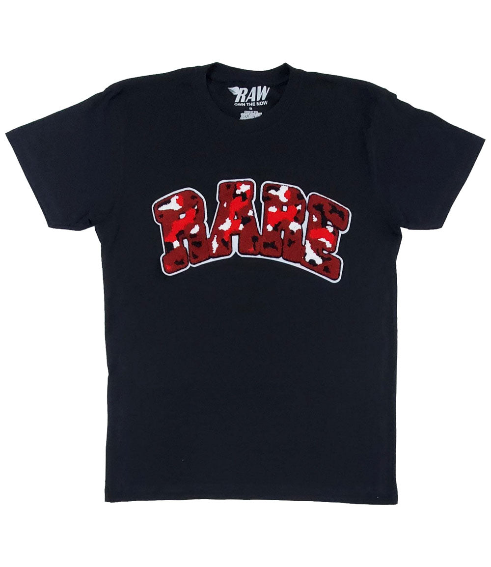 Men RARE Camo Red Chenille Crew Neck - Black - Rawyalty Clothing