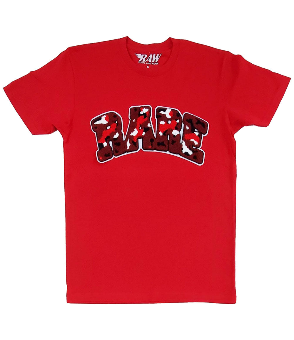 Men RARE Camo Red Chenille Crew Neck - Red - Rawyalty Clothing